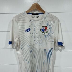 Panama Team New Balance White & Blue Panama Football Crest Jersey